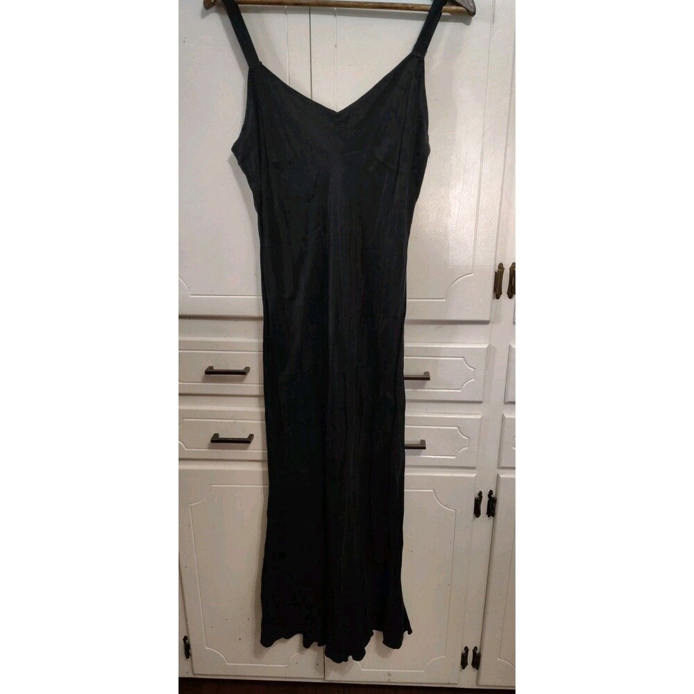 J Crew Black Slip Dress Womens 10 Spaghetti Strap Midi Maxi 90s Minimalist